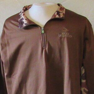 Ducks Unlimited Brown Camouflage Quarter-Zip Size XL EUC